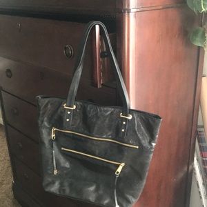 Badgley Mischka Large Black Leather Tote